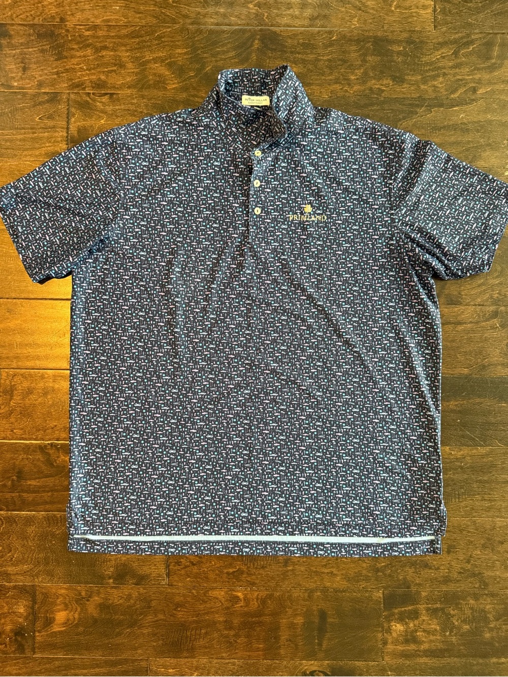 Peter Millar Navy Polo with Micro Dot Print